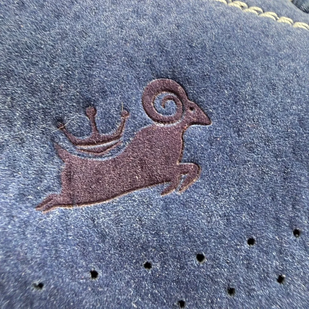 AUS Ram Blue Suede Driving Loafers Contrast Stitching Flats Size 38 Motorcycle